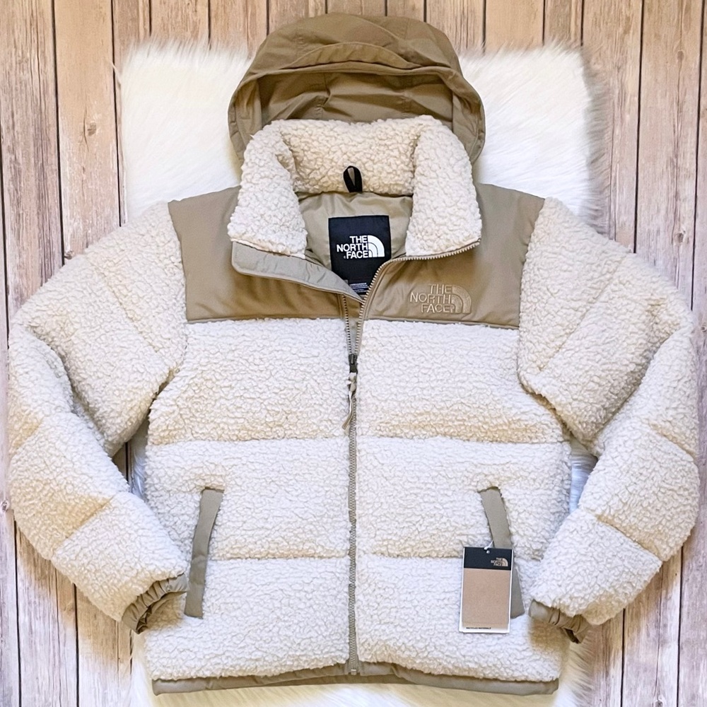 The North Face Beige and Cream Puffer Jacket